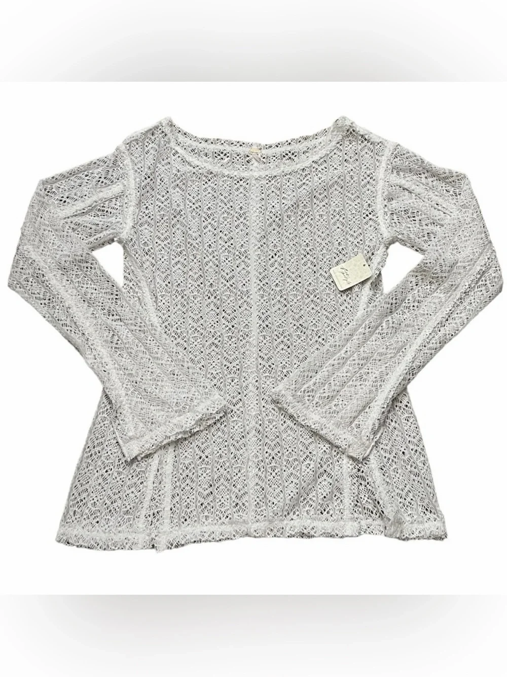 Free People On the Road Twisted Lace Top in White Size Medium New